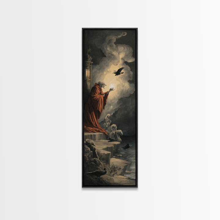 Haunted Seaside Halloween, Gothic Nightmare Art, Tall Narrow Wall Art, Macabre Wall Art, Canvas Print, Halloween Wall Art