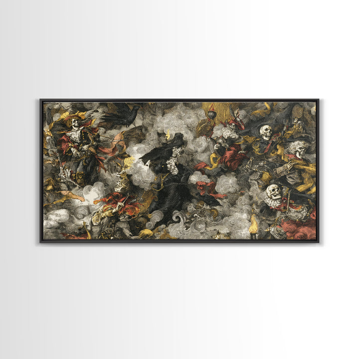 Haunted Seaside Halloween, Grotesque Carnival Art, Wide Panoramic Art, Dark Fantasy Wall Art, Canvas Print, Halloween Wall Art