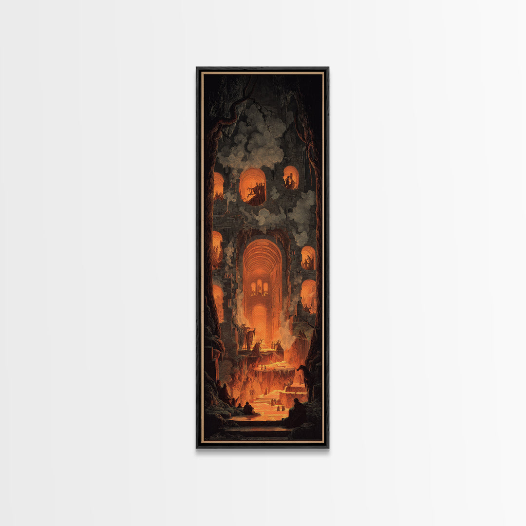 The Candlelit Crypt, Apocalyptic Romantic Art, Tall Narrow Wall Art, Macabre Wall Art, Framed Canvas Print, Halloween Wall Art