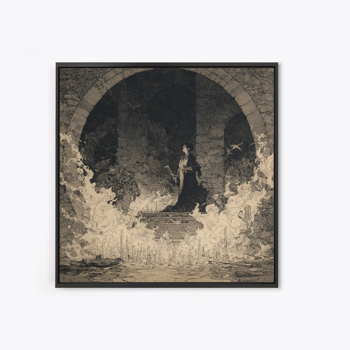 The Candlelit Crypt, Decadent Gothic Art, Square Wall Art, Macabre Wall Art, Canvas Print, Halloween Wall Art, Statement Wall Art