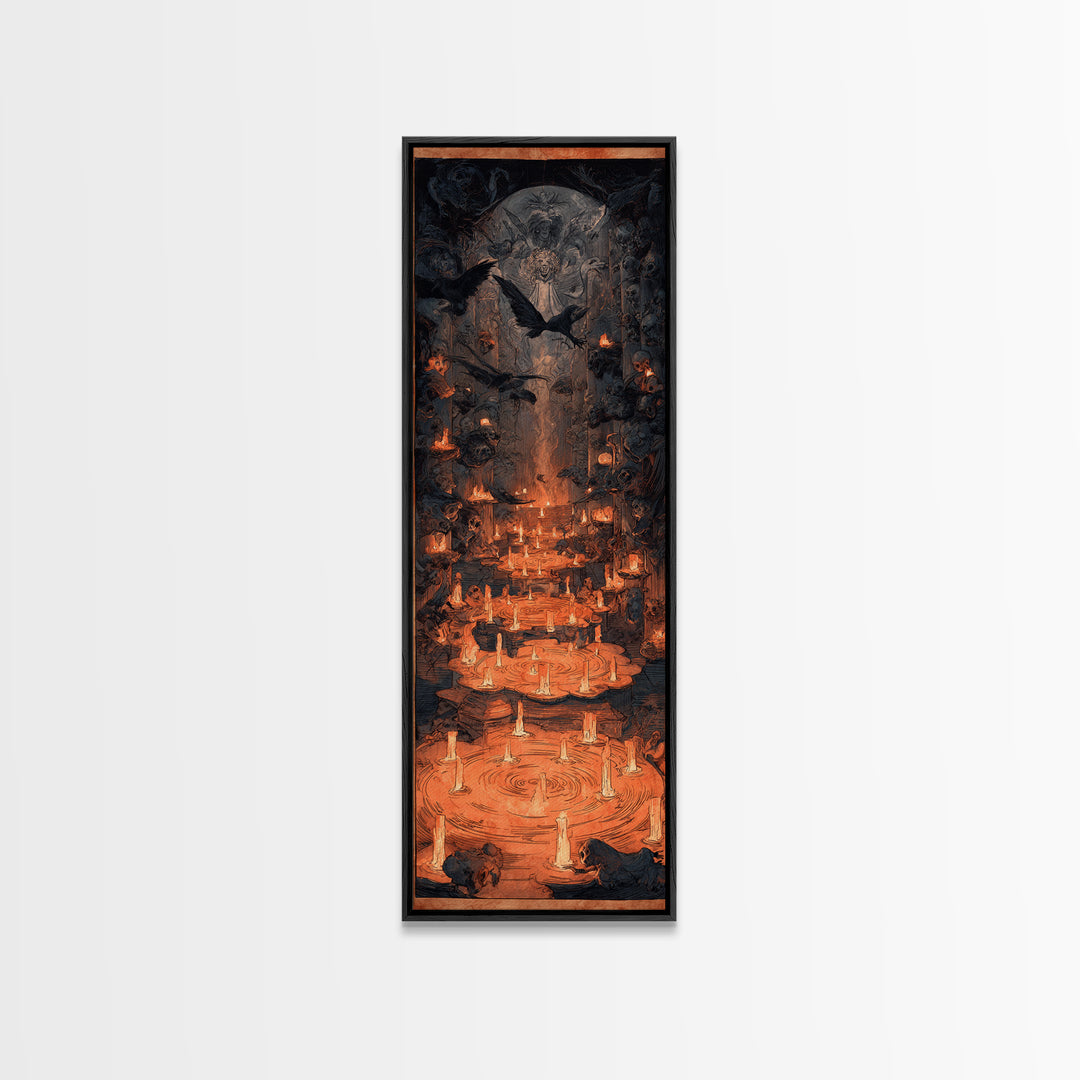 The Candlelit Crypt, Expressionist Gothic Art, Tall Narrow Wall Art, Macabre Wall Art, Canvas Print, Halloween Wall Art, Statement Wall Art