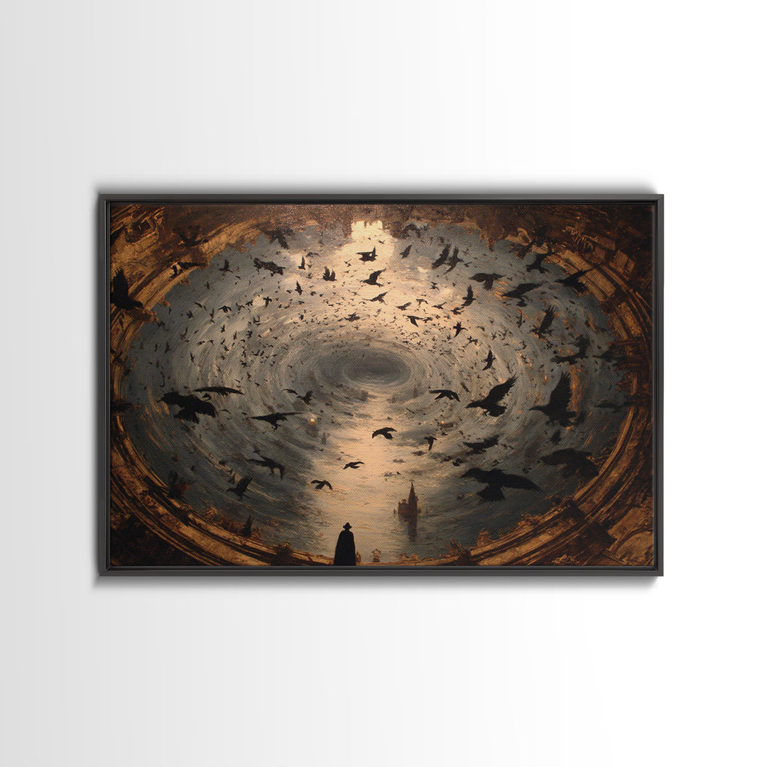 Ravens And Ruins, Symbolist Gothic Landscape, Landscape Wall Art, Dark Halloween Decor, Canvas Print, Halloween Wall Art, Horror Wall Art