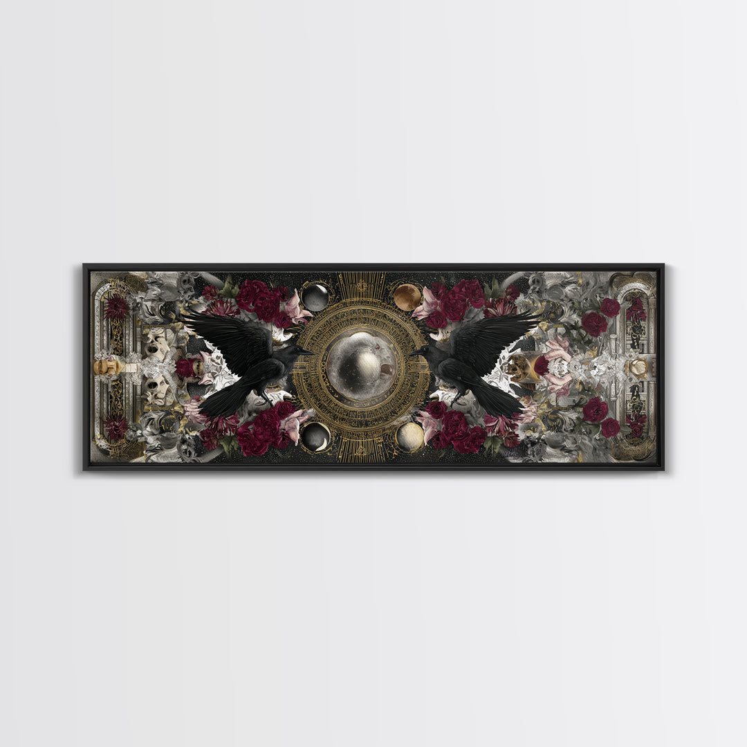 Occult Celestial Hands Framed Canvas Print, Dark Art, Painting, Living Room Decor, Fine Art, Nocturne, Gothic Wall Art, DAR-3x1-84