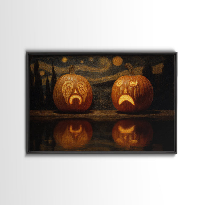 Pumpkins And Moon Phases, Symbolist Gothic Landscape, Landscape Wall Art, Gothic Horror Wall Art, Canvas Print, Halloween Wall Art