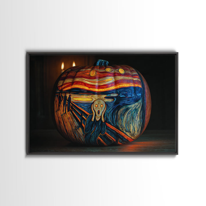 Pumpkins And Moon Phases, Expressionist Gothic Art, Landscape Wall Art, Dark Halloween Decor, Canvas Print, Halloween Wall Art