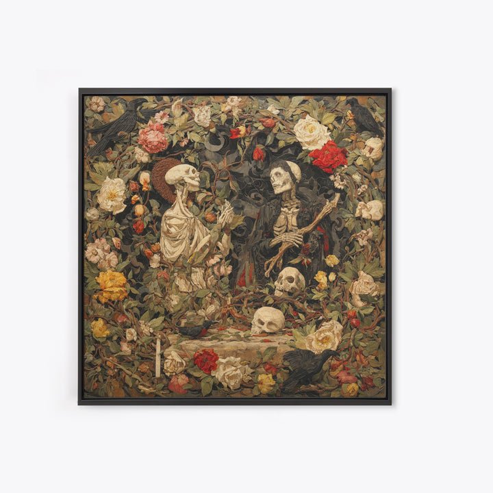 Skeletal Botanicals, Dark Symbolist Art, Square Wall Art, Macabre Wall Art, Canvas Print, Halloween Wall Art, Statement Wall Art
