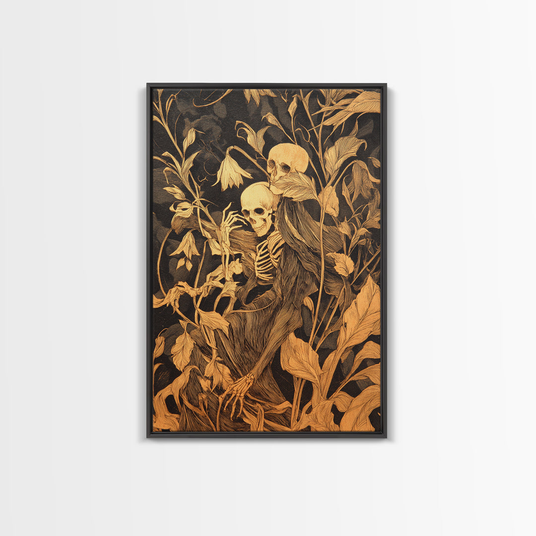 Skeletal Botanicals, Expressionist Gothic Art, Vertical Wall Art, Gothic Horror Wall Art, Canvas Print, Halloween Wall Art