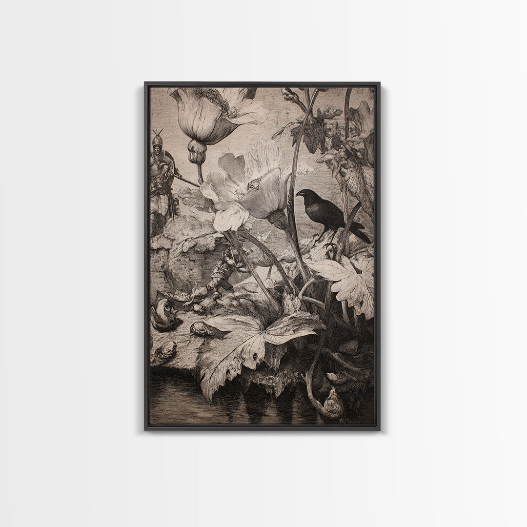 The Poison Garden, Renaissance Engraving Art, Vertical Wall Art, Dark Fantasy Wall Art, Canvas Print, Halloween Wall Art