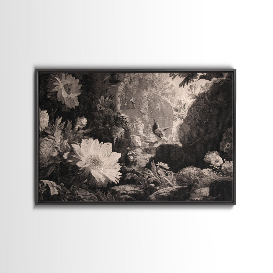 The Poison Garden, Architectural Etching Art, Landscape Wall Art, Macabre Wall Art, Canvas Print, Halloween Wall Art