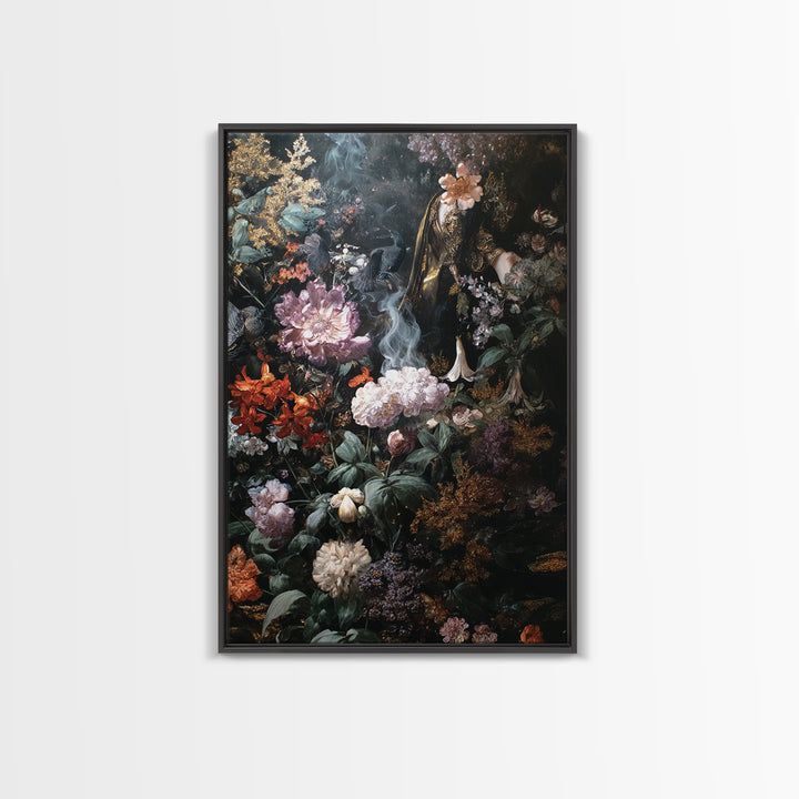 The Poison Garden, Ornate Symbolist Art, Vertical Wall Art, Macabre Wall Art, Framed Canvas Print, Halloween Wall Art