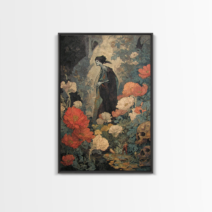 The Poison Garden, Decadent Gothic Art, Vertical Wall Art, Dark Fantasy Wall Art, Canvas Print, Halloween Wall Art, Gothic Home Decor