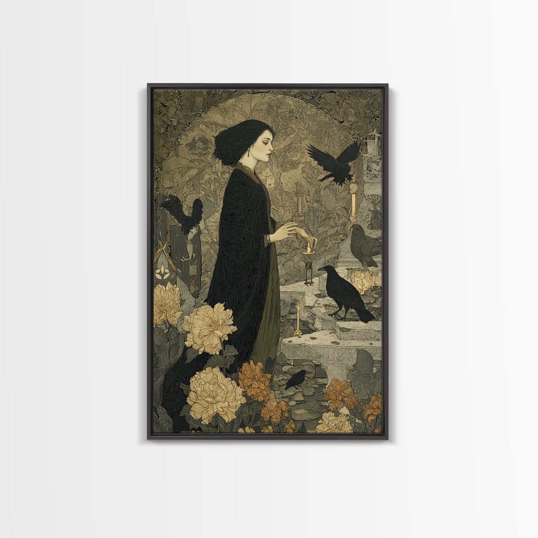 The Poison Garden, Symbolist Death Art, Vertical Wall Art, Gothic Horror Wall Art, Canvas Print, Halloween Wall Art