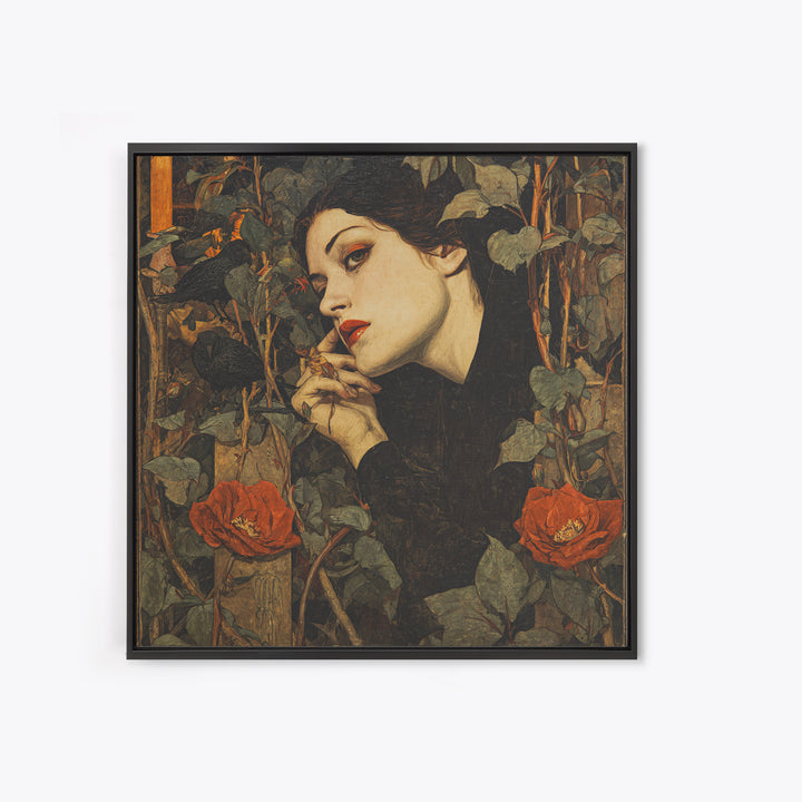 The Poison Garden, Dark Symbolist Art, Square Wall Art, Dark Halloween Decor, Canvas Print, Halloween Wall Art, Gothic Home Decor