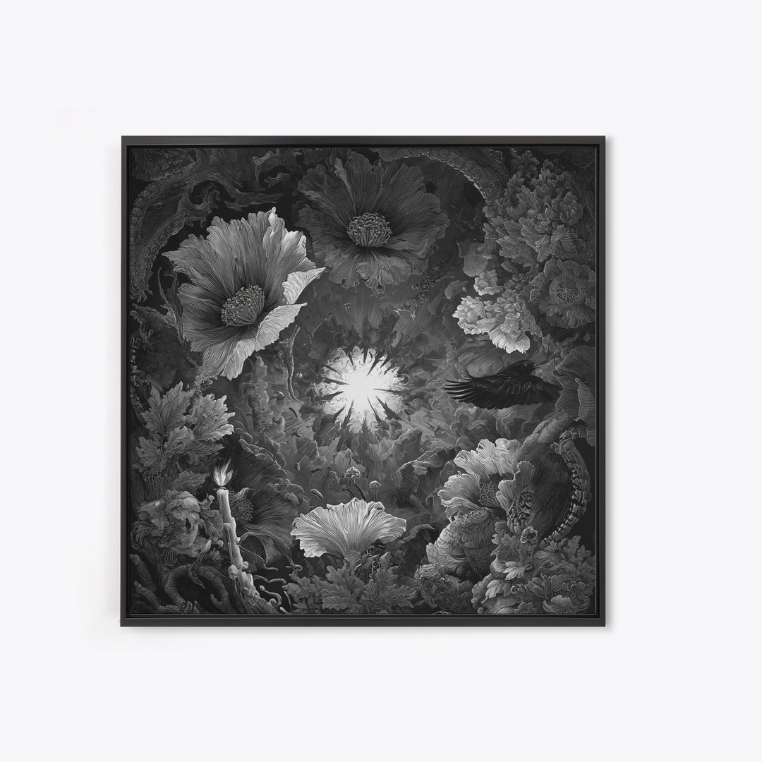The Poison Garden, Biomechanical Horror Art, Square Wall Art, Dark Halloween Decor, Canvas Print, Halloween Wall Art, Macabre Wall Art