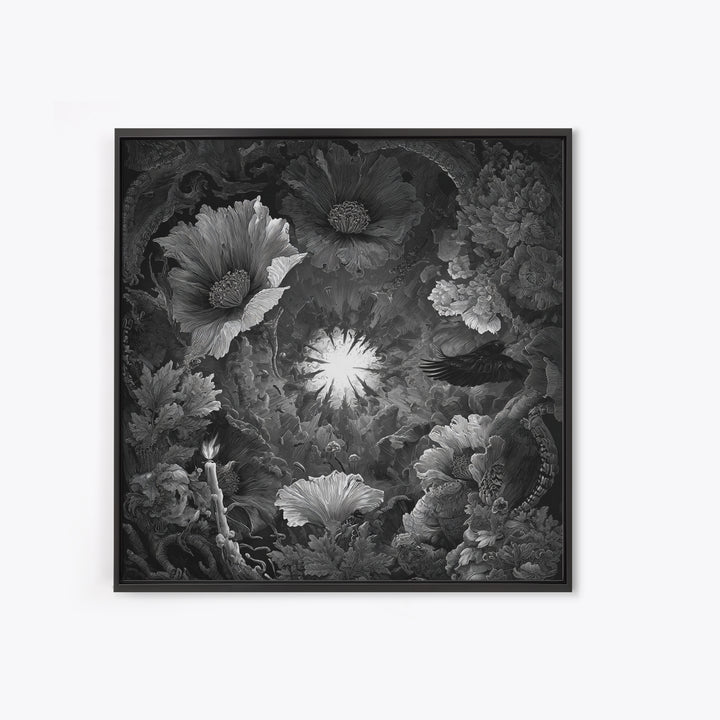 The Poison Garden, Biomechanical Horror Art, Square Wall Art, Dark Halloween Decor, Canvas Print, Halloween Wall Art, Macabre Wall Art