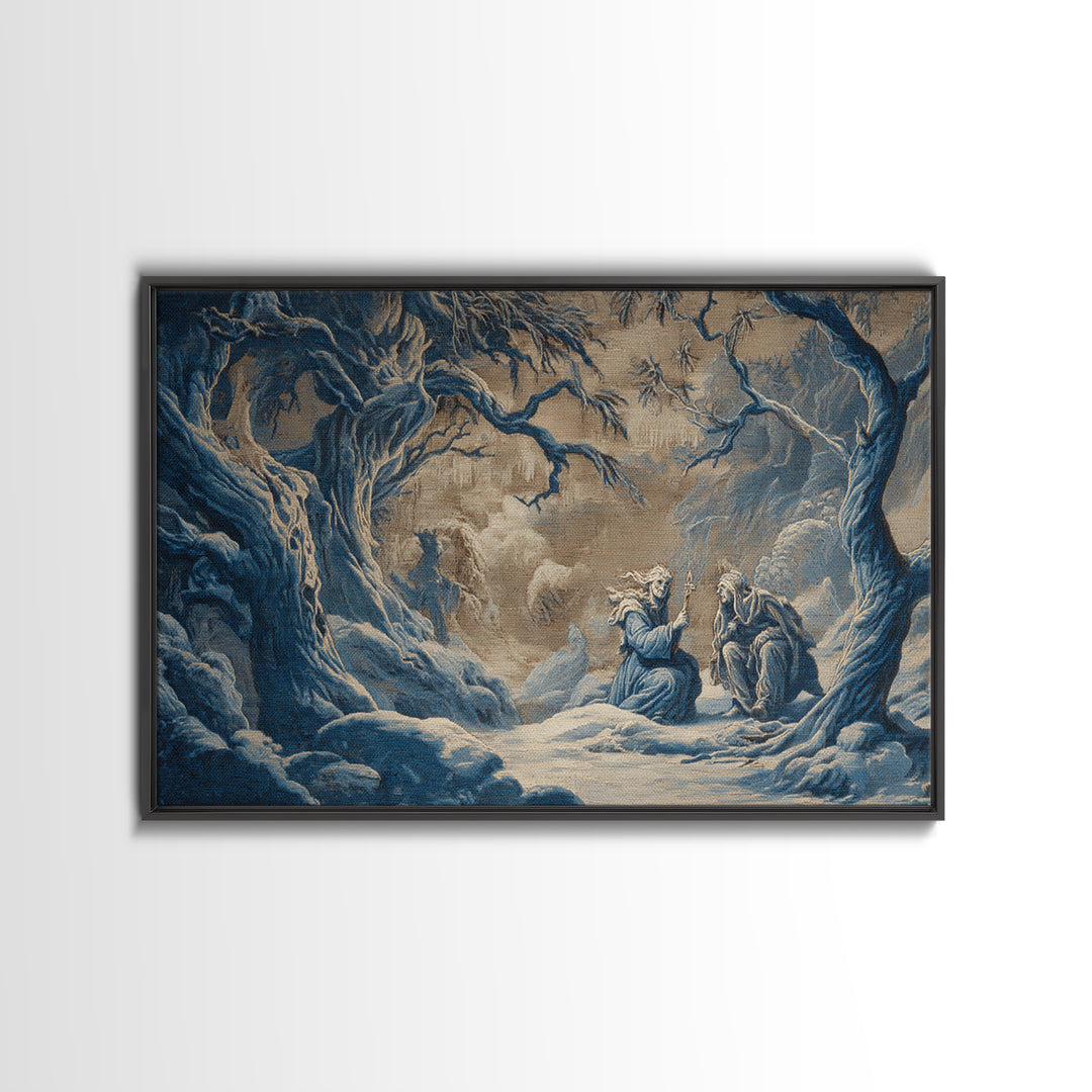Frozen Halloween, Baroque Witchcraft Art, Landscape Wall Art, Dark Fantasy Wall Art, Framed Canvas Print, Halloween Wall Art