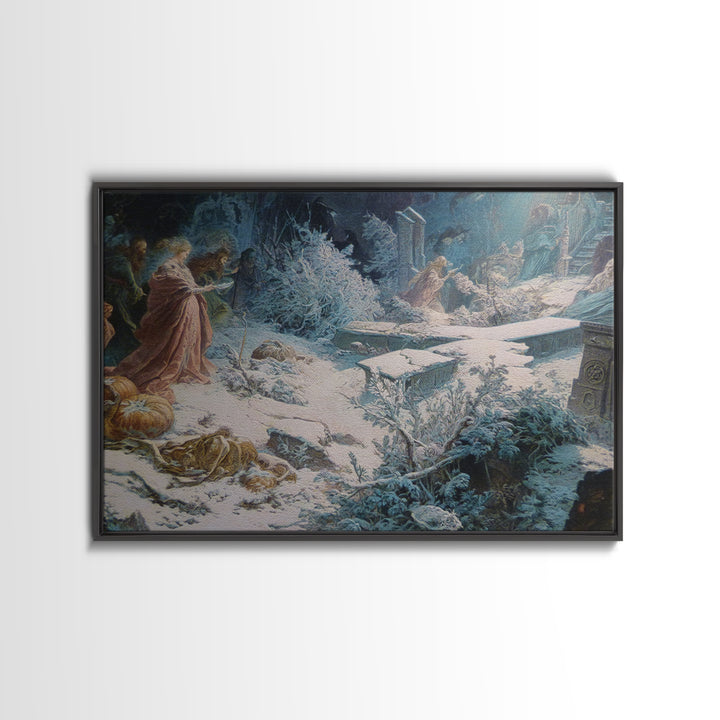 Frozen Halloween, Ornate Symbolist Art, Landscape Wall Art, Macabre Wall Art, Canvas Print, Halloween Wall Art, Halloween Decor