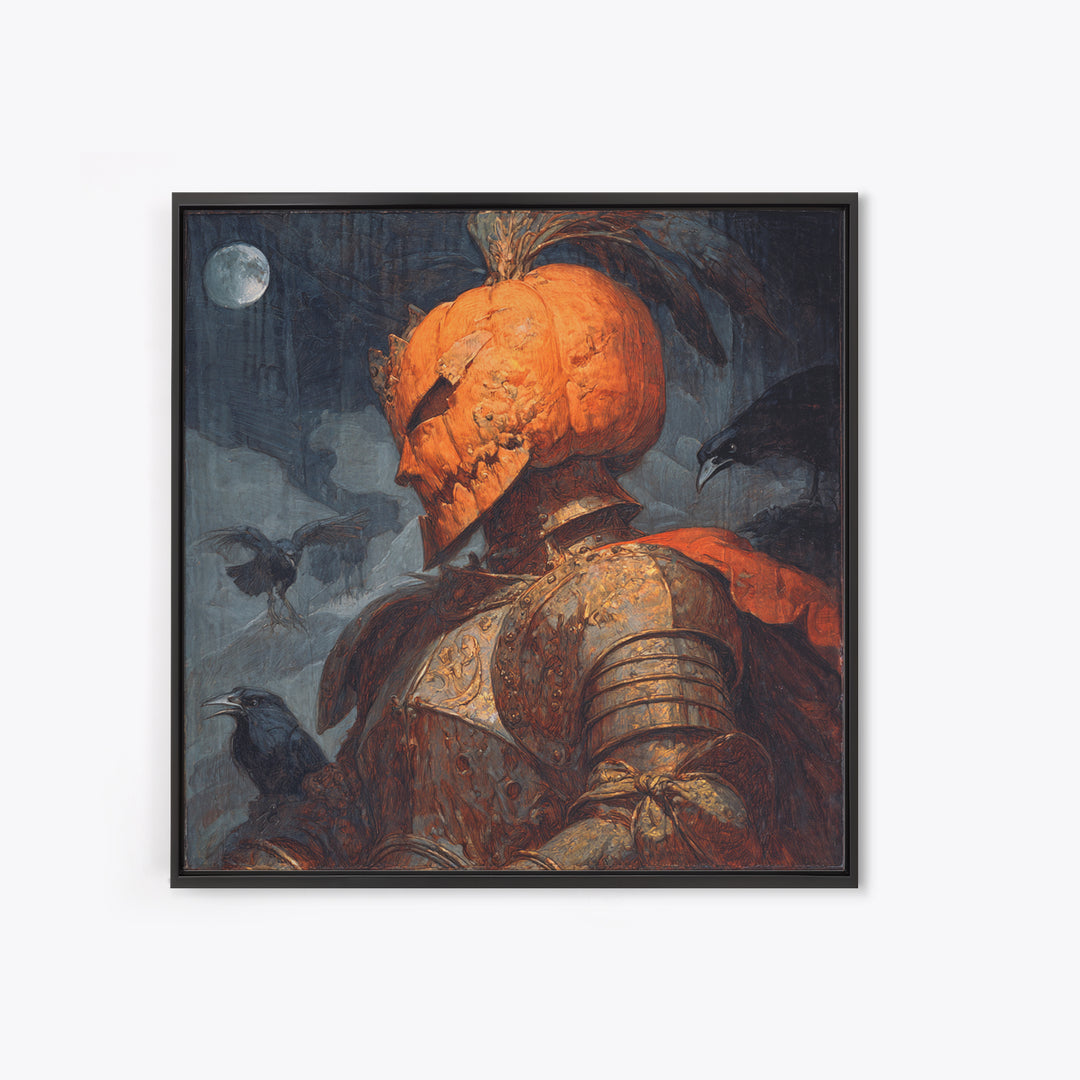 The Pumpkin Paladin, Decadent Gothic Art, Square Wall Art, Gothic Horror Wall Art, Framed Canvas Print, Halloween Wall Art