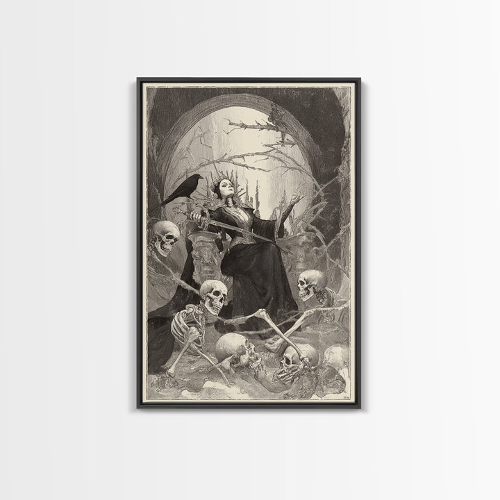 The Necromancer Queen, Decadent Gothic Art, Vertical Wall Art, Gothic Horror Wall Art, Canvas Print, Halloween Wall Art