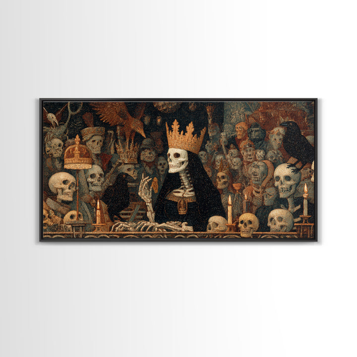 The Necromancer Queen, Grotesque Carnival Art, Wide Panoramic Art, Macabre Wall Art, Canvas Print, Halloween Wall Art, Seasonal Home Decor