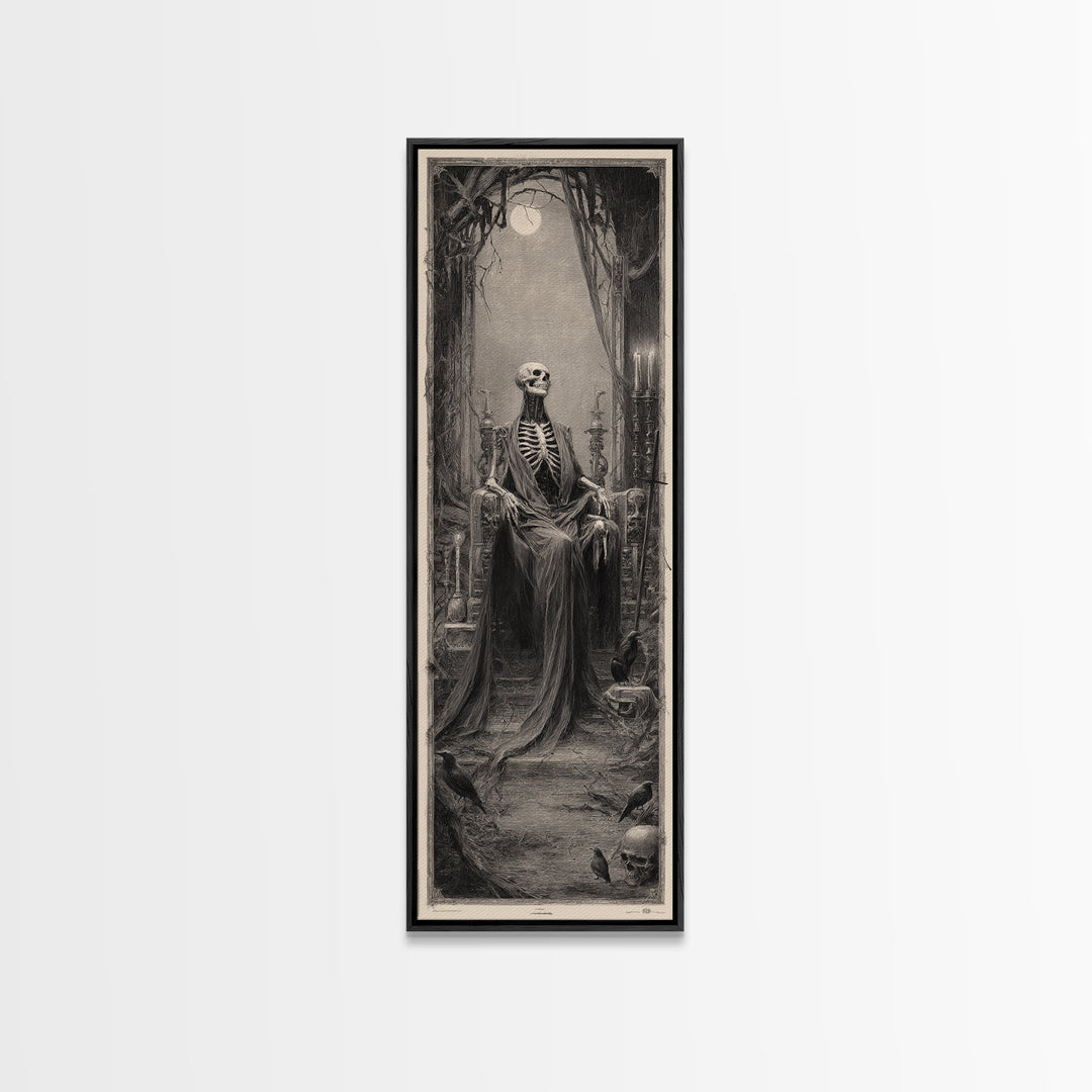 The Necromancer Queen, Surreal Apocalyptic Art, Tall Narrow Wall Art, Macabre Wall Art, Framed Canvas Print, Halloween Wall Art