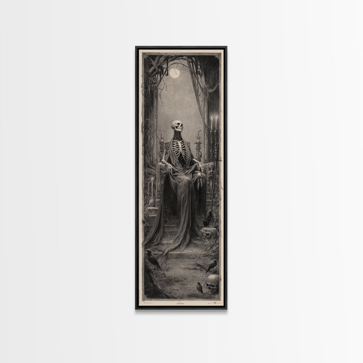 The Necromancer Queen, Surreal Apocalyptic Art, Tall Narrow Wall Art, Macabre Wall Art, Framed Canvas Print, Halloween Wall Art