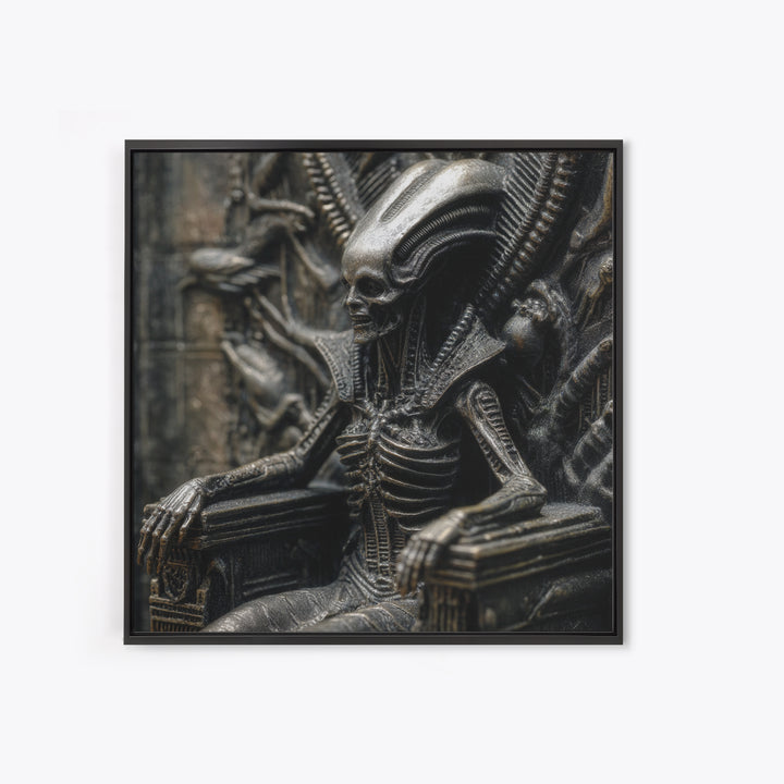The Necromancer Queen, Biomechanical Horror Art, Square Wall Art, Dark Halloween Decor, Canvas Print, Halloween Wall Art, Spooky Wall Decor