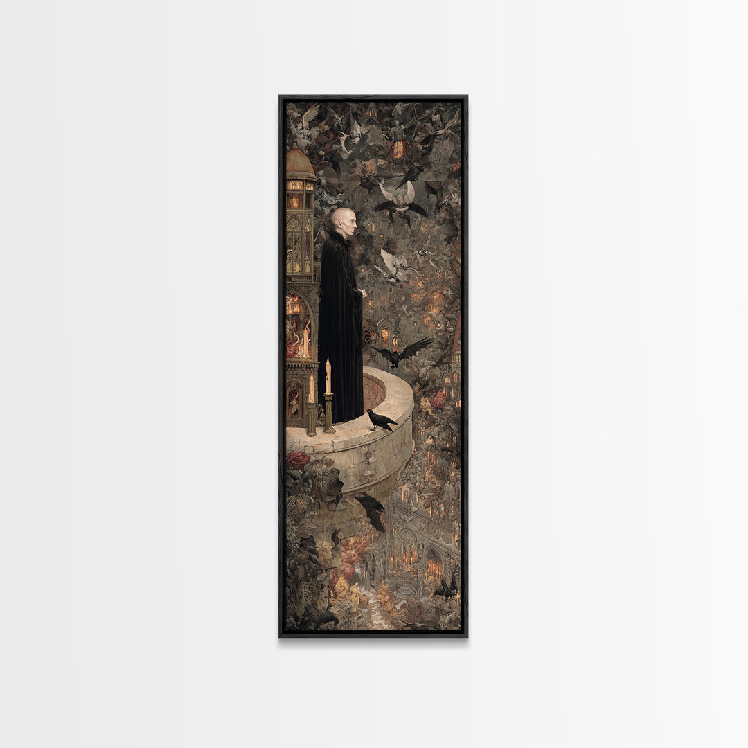 The Bat Prince, Medieval Grotesque Art, Tall Narrow Wall Art, Dark Fantasy Wall Art, Canvas Print, Halloween Wall Art