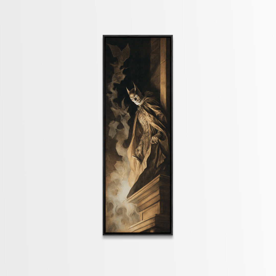 The Bat Prince, Gothic Nightmare Art, Tall Narrow Wall Art, Gothic Horror Wall Art, Canvas Print, Halloween Wall Art, Gothic Home Decor