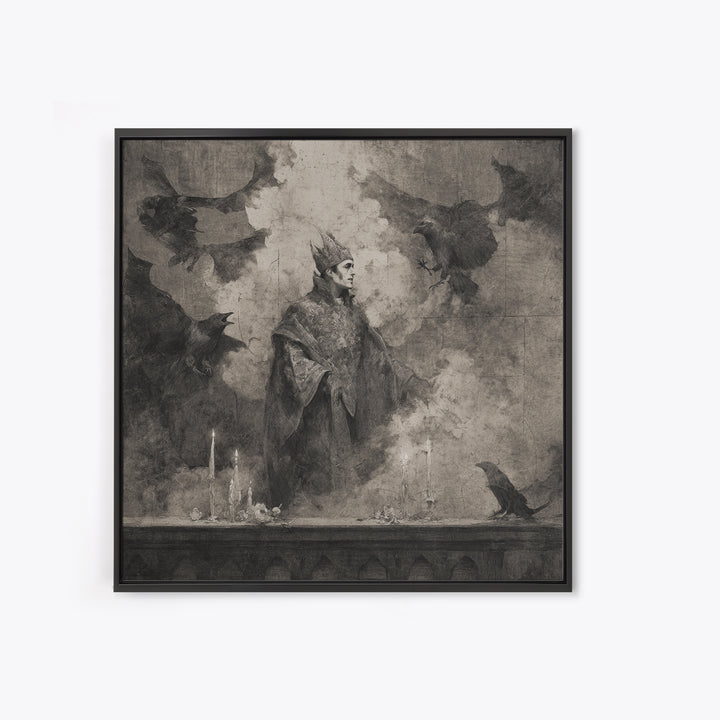 The Bat Prince, Symbolist Dream Art, Square Wall Art, Macabre Wall Art, Canvas Print, Halloween Wall Art, Dark Fantasy Art