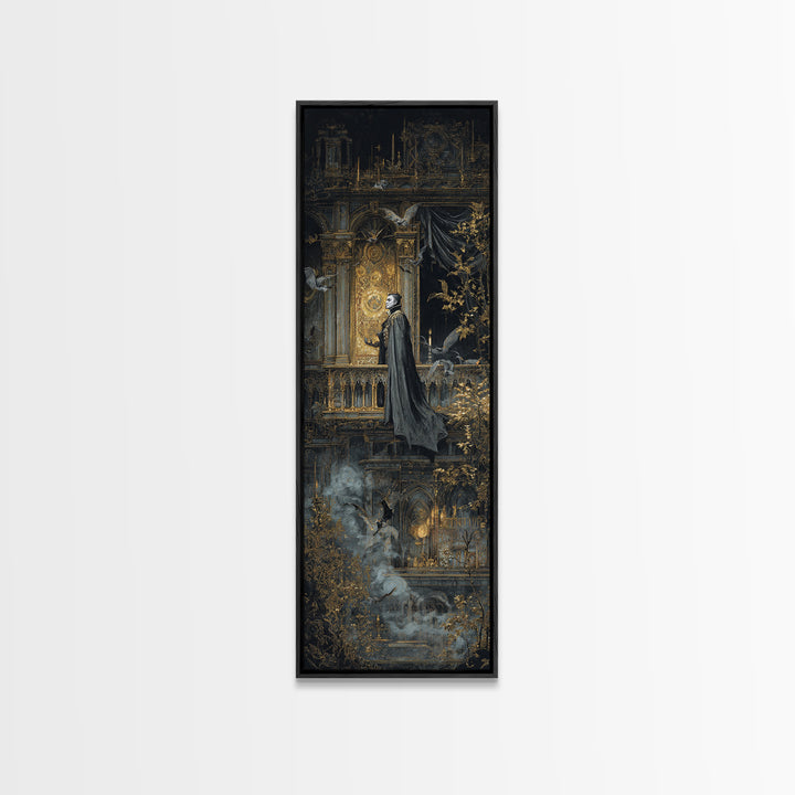 The Bat Prince, Ornate Symbolist Art, Tall Narrow Wall Art, Dark Halloween Decor, Canvas Print, Halloween Wall Art