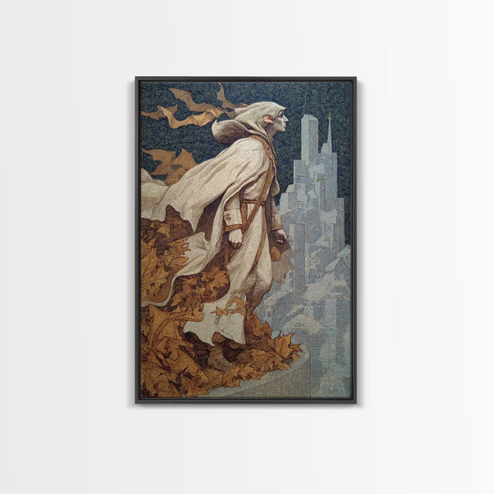 The Bat Prince, Symbolist Death Art, Vertical Wall Art, Gothic Horror Wall Art, Framed Canvas Print, Halloween Wall Art
