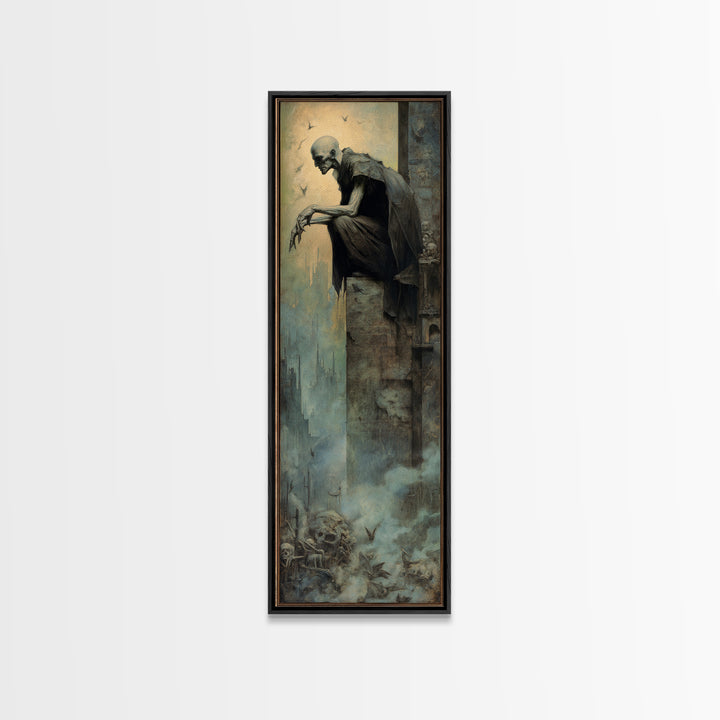 The Bat Prince, Surreal Apocalyptic Art, Tall Narrow Wall Art, Dark Fantasy Wall Art, Framed Canvas Print, Halloween Wall Art