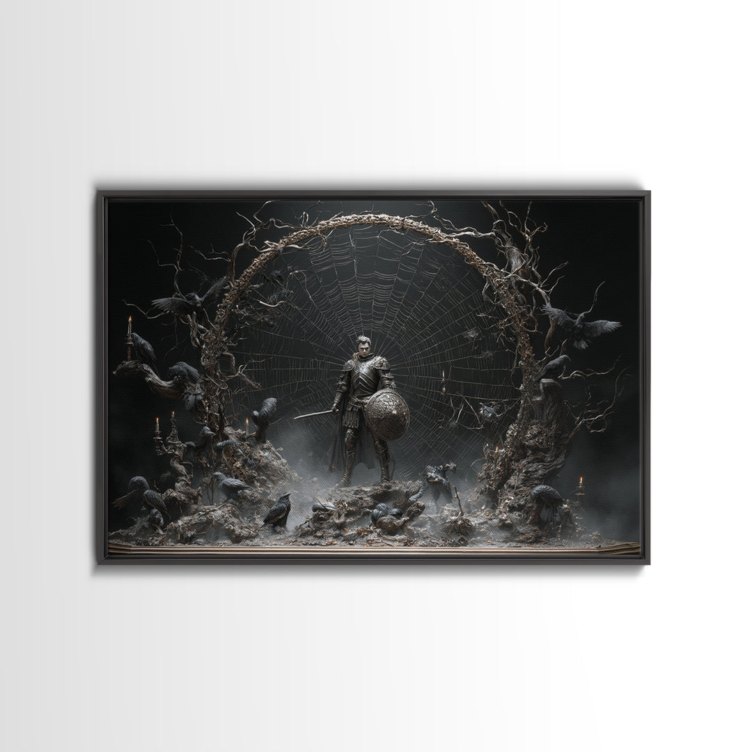 The Spider Knight, Baroque Witchcraft Art, Landscape Wall Art, Dark Halloween Decor, Canvas Print, Halloween Wall Art, Macabre Wall Art