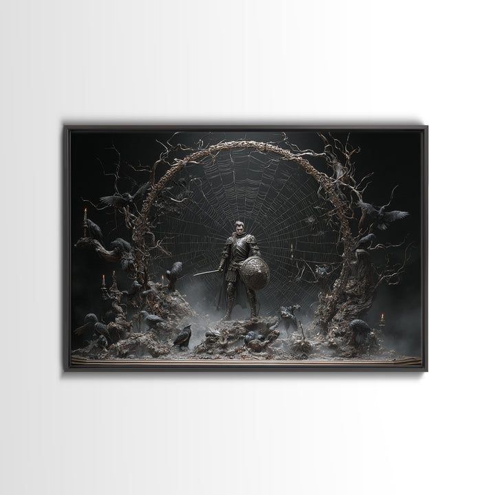 The Spider Knight, Baroque Witchcraft Art, Landscape Wall Art, Dark Halloween Decor, Canvas Print, Halloween Wall Art, Macabre Wall Art