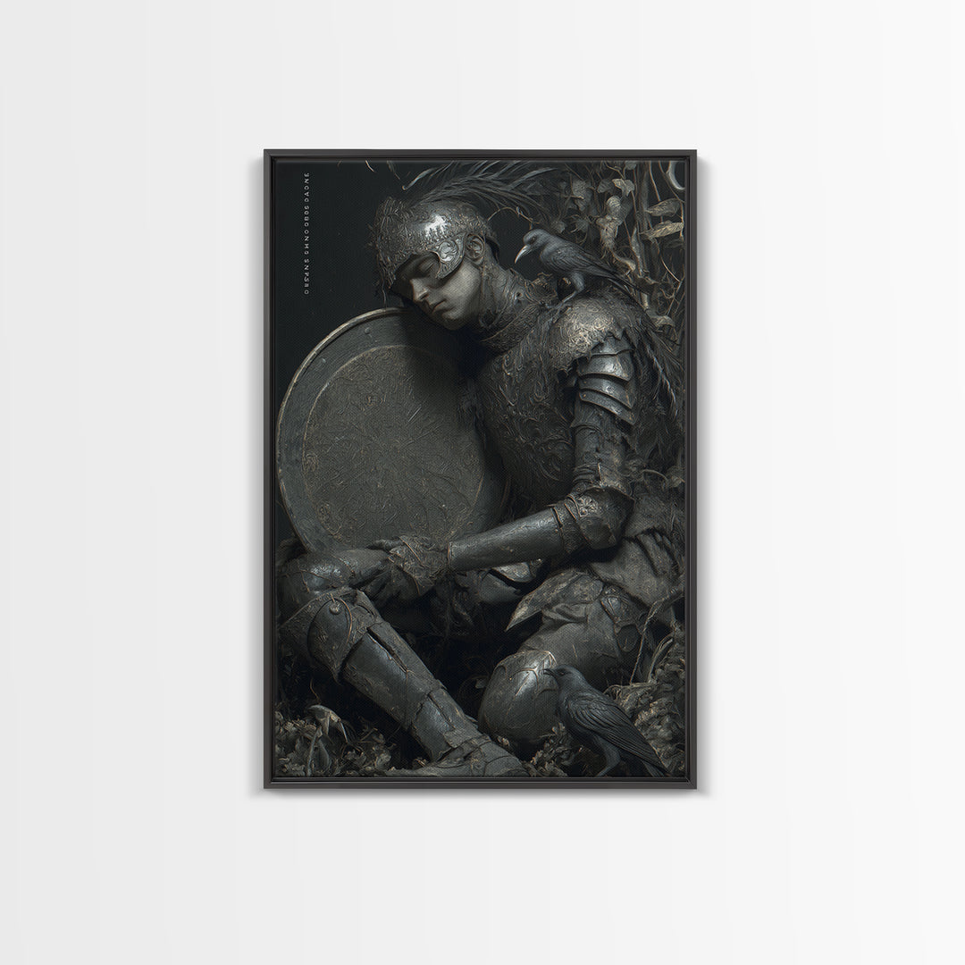 The Spider Knight, Gothic Nightmare Art, Vertical Wall Art, Macabre Wall Art, Framed Canvas Print, Halloween Wall Art