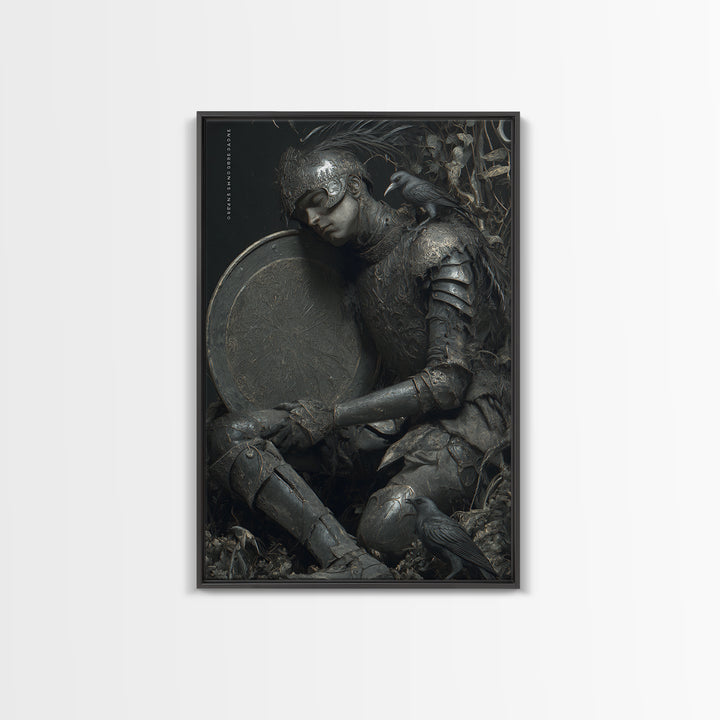 The Spider Knight, Gothic Nightmare Art, Vertical Wall Art, Macabre Wall Art, Framed Canvas Print, Halloween Wall Art