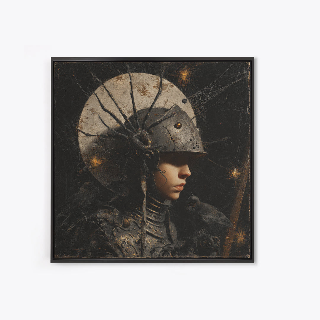 The Spider Knight, Symbolist Dream Art, Square Wall Art, Dark Fantasy Wall Art, Canvas Print, Halloween Wall Art, Halloween Decor