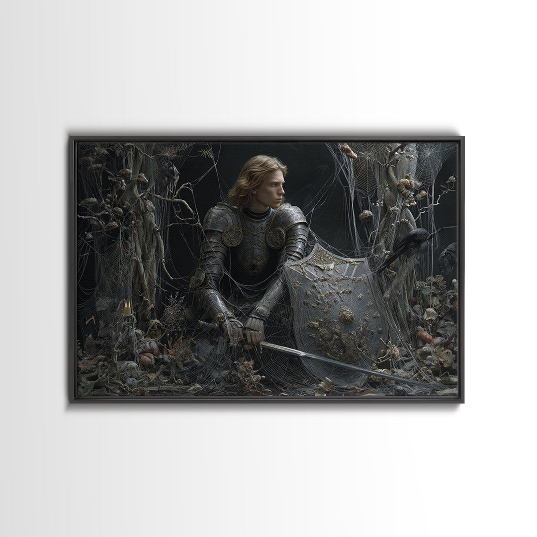 The Spider Knight, Symbolist Gothic Landscape, Landscape Wall Art, Gothic Horror Wall Art, Canvas Print, Halloween Wall Art