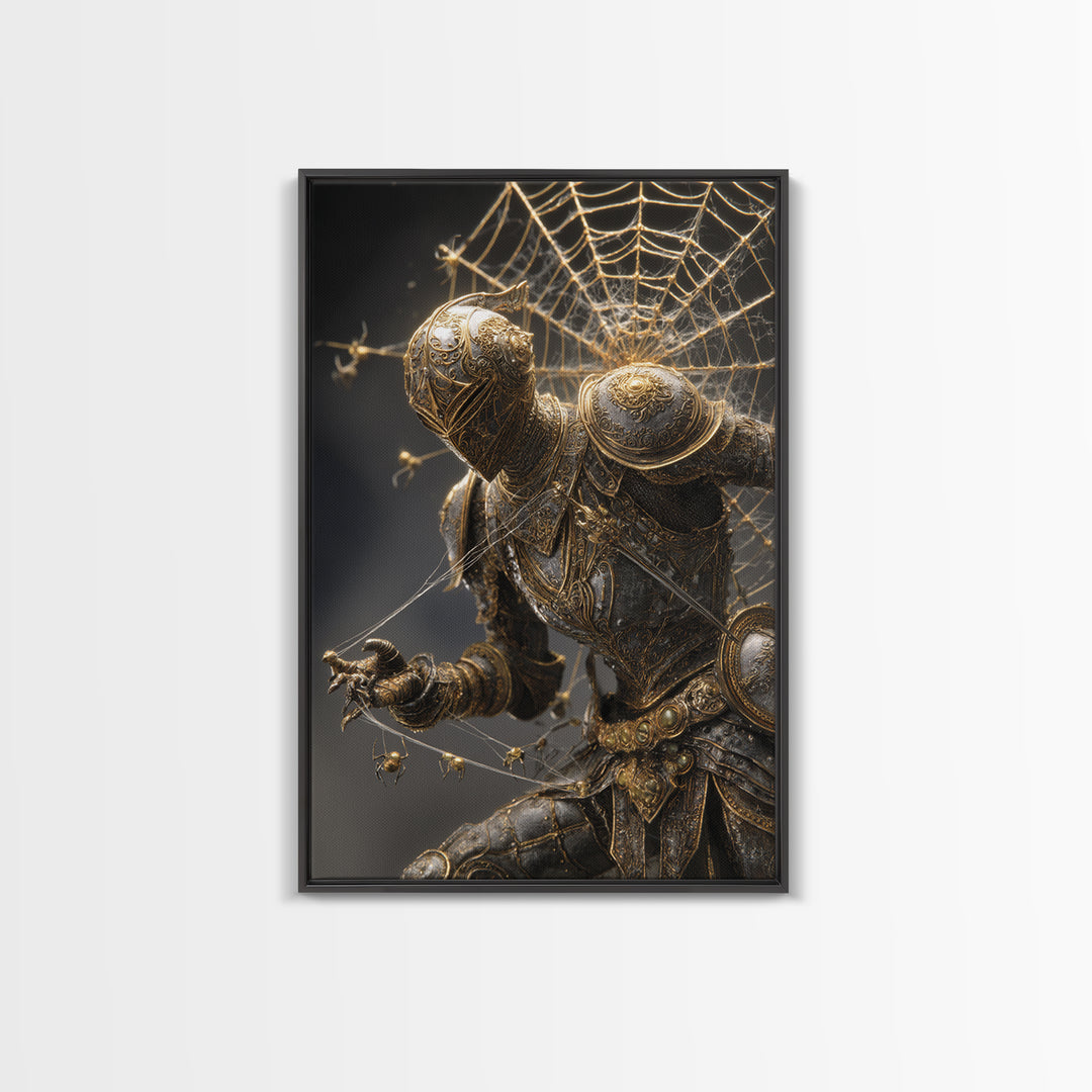 The Spider Knight, Ornate Symbolist Art, Vertical Wall Art, Macabre Wall Art, Canvas Print, Halloween Wall Art, Halloween Decor