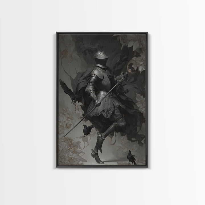 The Spider Knight, Decadent Gothic Art, Vertical Wall Art, Dark Fantasy Wall Art, Framed Canvas Print, Halloween Wall Art