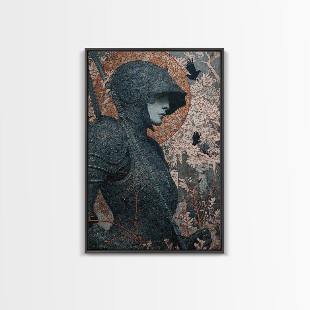The Spider Knight, Symbolist Death Art, Vertical Wall Art, Dark Fantasy Wall Art, Framed Canvas Print, Halloween Wall Art