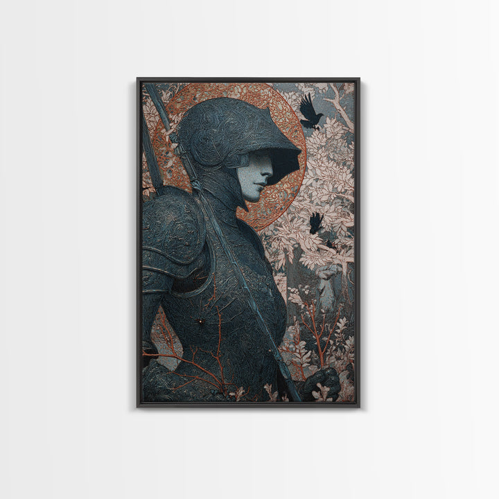 The Spider Knight, Symbolist Death Art, Vertical Wall Art, Dark Fantasy Wall Art, Framed Canvas Print, Halloween Wall Art