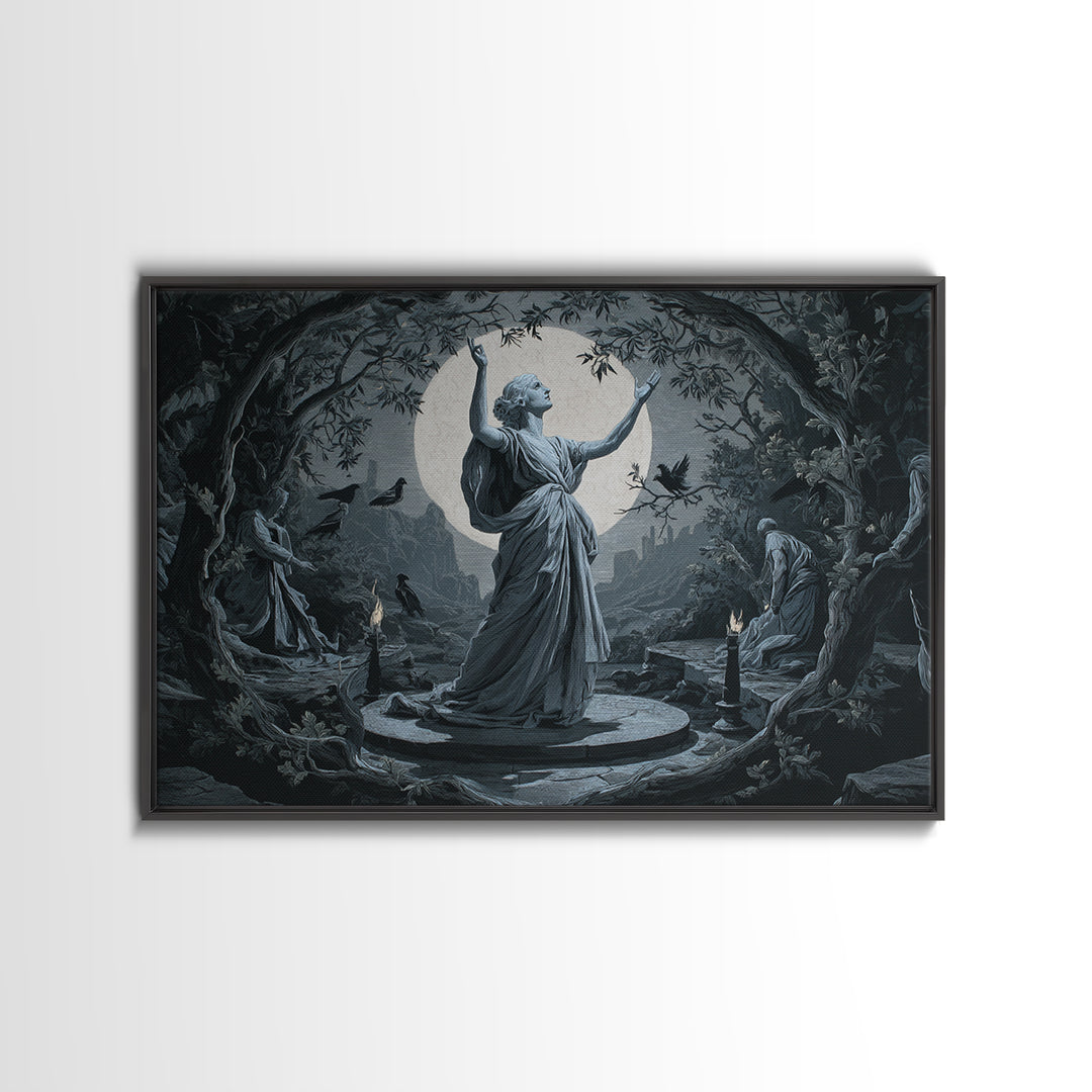 The Moon Priestess, Romantic Gothic Landscape, Landscape Wall Art, Macabre Wall Art, Canvas Print, Halloween Wall Art