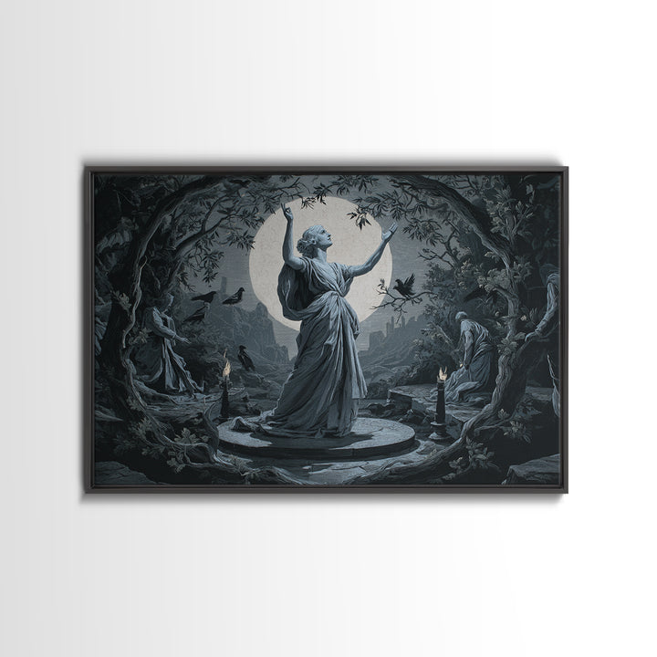 The Moon Priestess, Romantic Gothic Landscape, Landscape Wall Art, Macabre Wall Art, Canvas Print, Halloween Wall Art