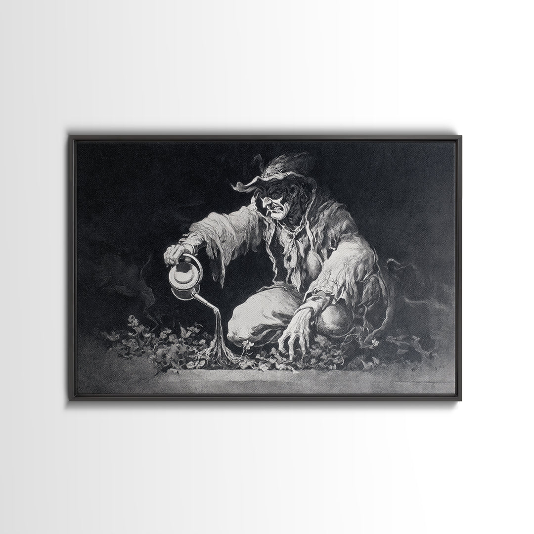 The Graveyard Gardener, Dark Romantic Horror Art, Landscape Wall Art, Macabre Wall Art, Canvas Print, Halloween Wall Art, Halloween Decor