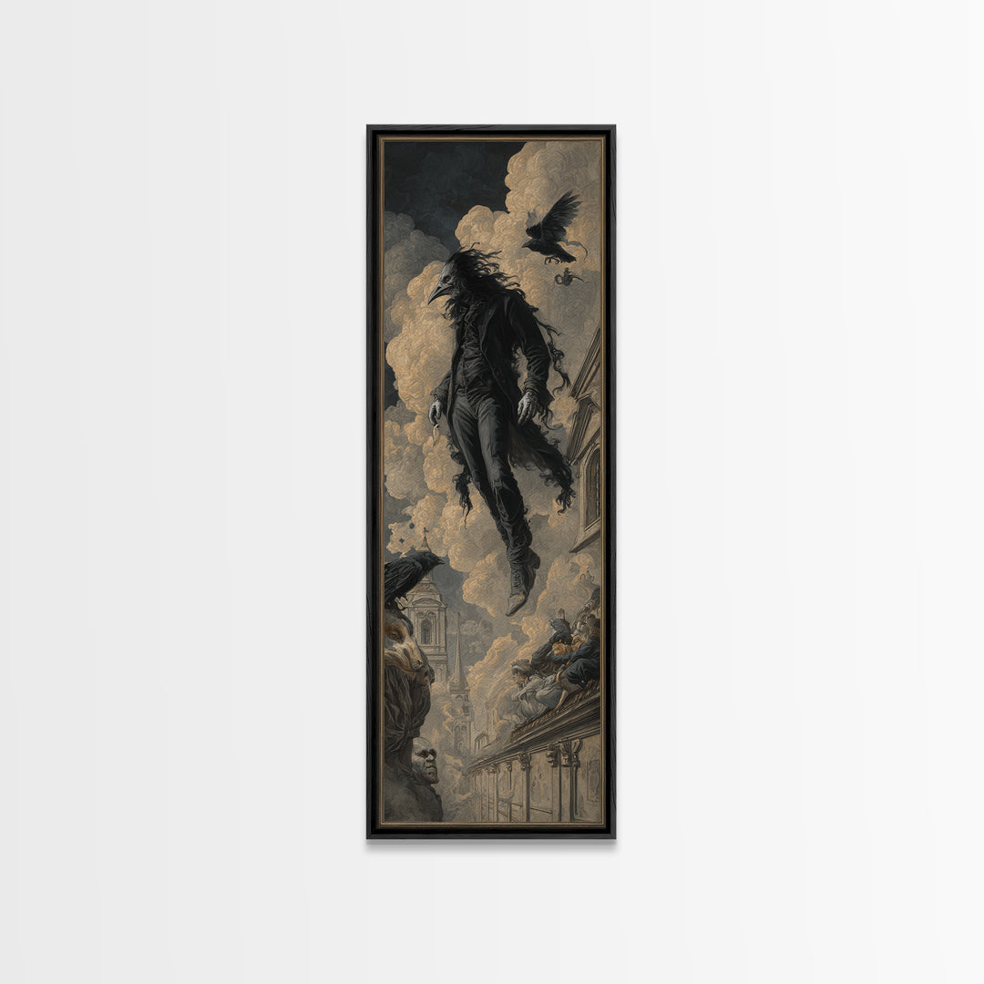 The Crow-Masked Assassin, Gothic Nightmare Art, Tall Narrow Wall Art, Dark Fantasy Wall Art, Canvas Print, Halloween Wall Art