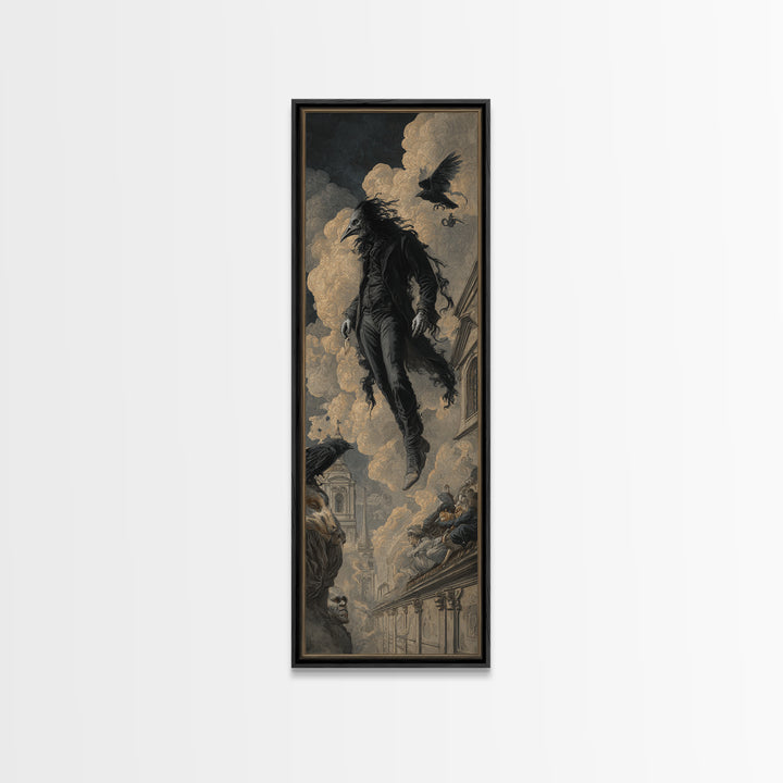 The Crow-Masked Assassin, Gothic Nightmare Art, Tall Narrow Wall Art, Dark Fantasy Wall Art, Canvas Print, Halloween Wall Art