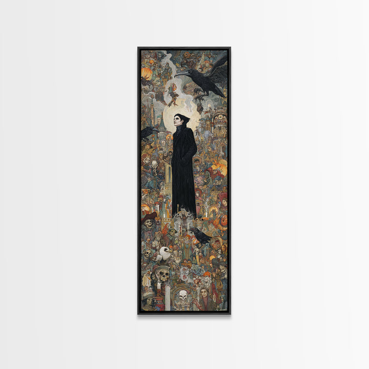 The Crow-Masked Assassin, Grotesque Carnival Art, Tall Narrow Wall Art, Gothic Horror Wall Art, Canvas Print, Halloween Wall Art
