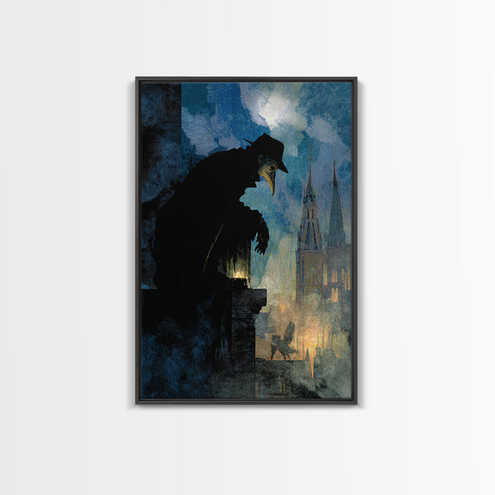 The Crow-Masked Assassin, Expressionist Gothic Art, Vertical Wall Art, Dark Fantasy Wall Art, Canvas Print, Halloween Wall Art